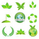 Organic Theme Icon Set with Green Leaves